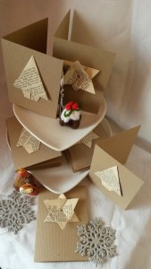 Recycled book Christmas cards